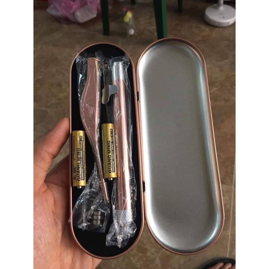 Bộ Lấy Ráy Tai Có Đèn LED INOX Cao Cấp - Lấy Ráy Tai Trẻ Em An Toàn, Tiện Lợi, Vệ Sinh ,Tặng Kèm + 2 Pin AAA + 3 Pin Cúc Áo  - Hàng Chất Lượng