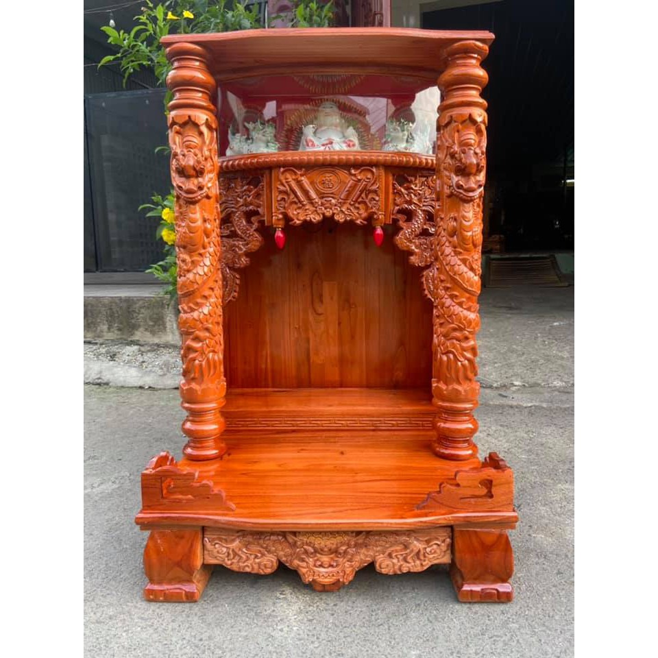 Bàn thờ thần tài ông địa gỗ xoan hộp đèn 48 x 81