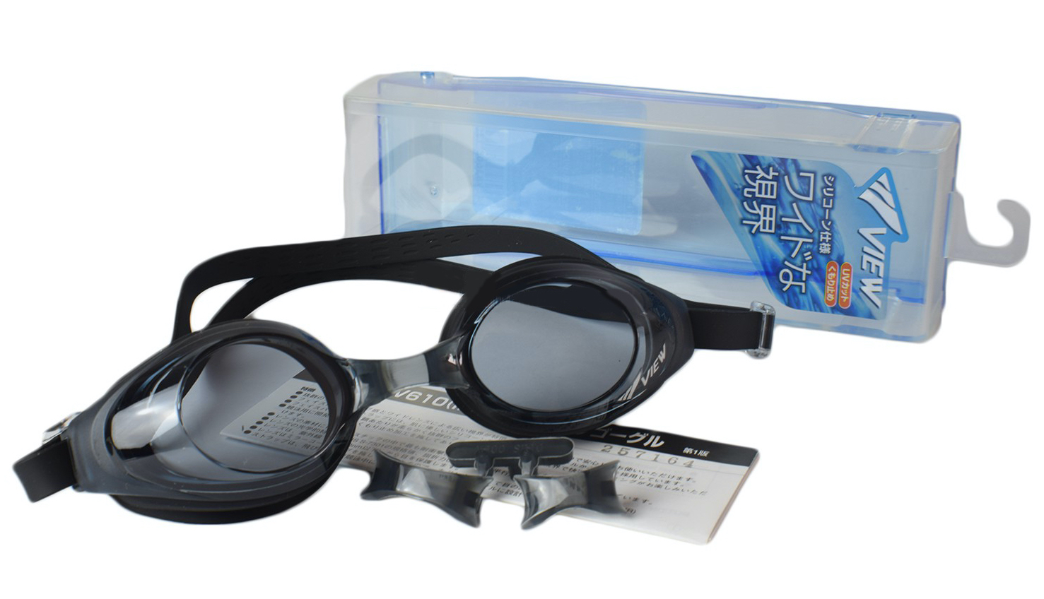 Bộ Kính Bơi VIEW V610 BK (Đen) Chống Sương Mù Chống tia UV Và Nón Bơi View V31(Đen) - Hàng chính hãng 100% sản xuất tại Nhật Bản