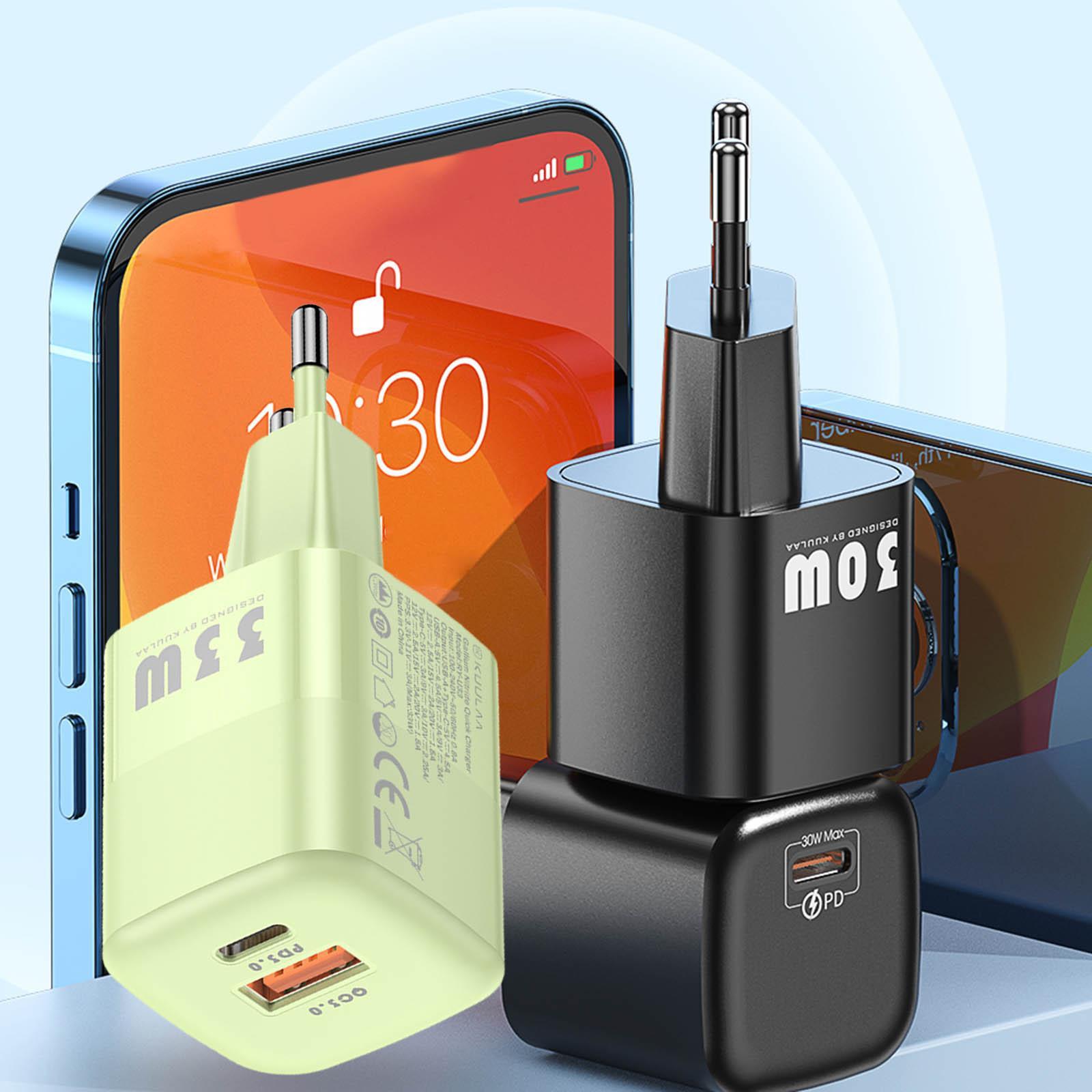 33W Dual Port Wall Charger Adapter Smart Chip for iOS Android Phones EU