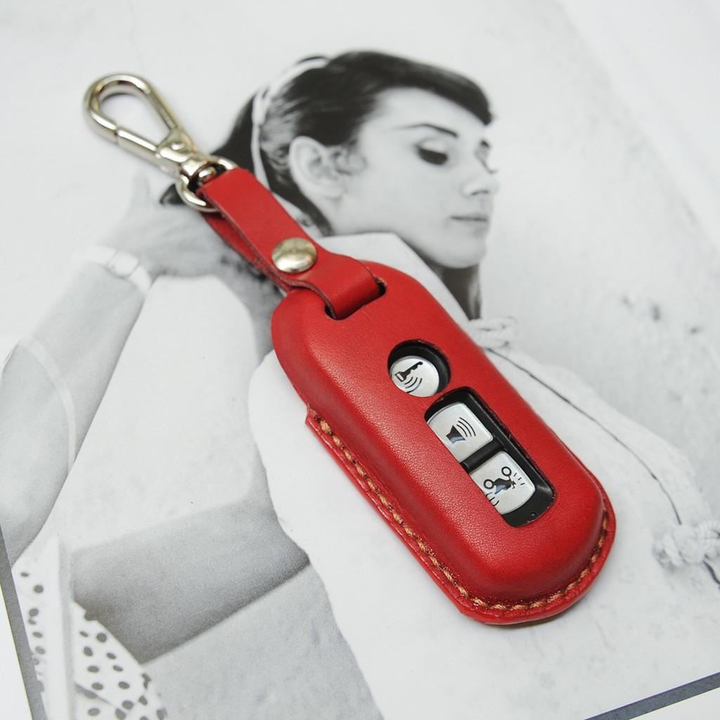 BAO DA CHÌA KHÓA MÀU ĐỎ CHO SMARTKEY XE SH - Bao chìa khóa handmade thủ công - Miễn phí khắc tên sđt theo yêu cầu Không