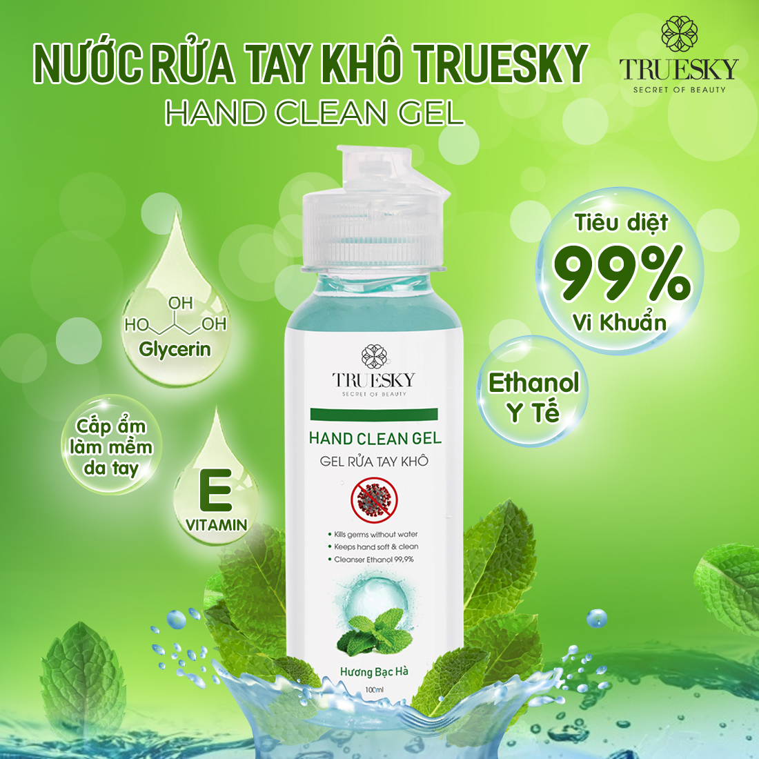 Gel rửa tay khô sát khuẩn Truesky - Hand Clean Gel