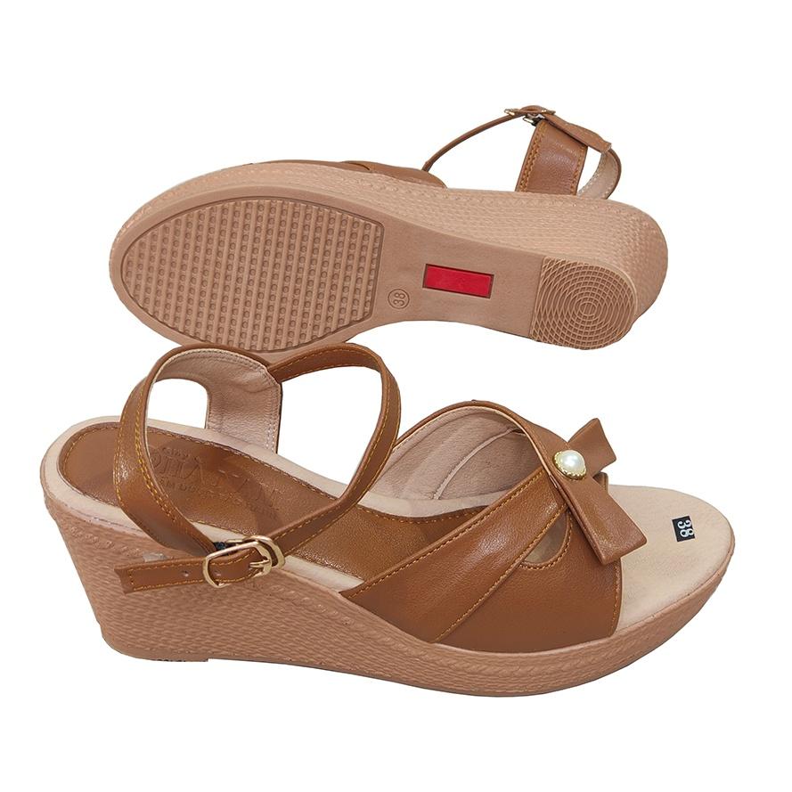 Giày sandal nữ đế xuồng da bò TiTi Đô cao cấp DNU2149a