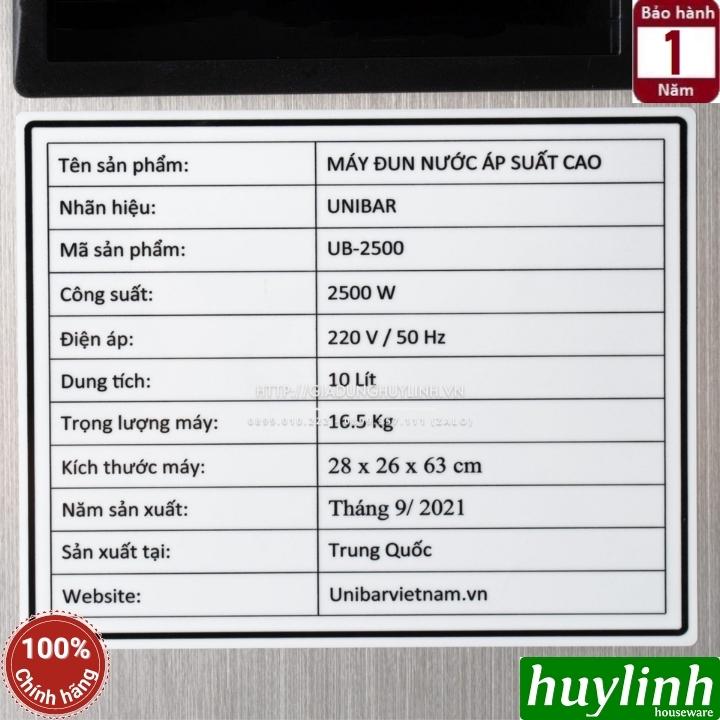 Máy đun nước, sục sữa áp suất cao Unibar UB-2500 - 2500W - Hàng chính hãng - phù hợp quán cà phê, trà sữa, nhà hàng, khách sạn