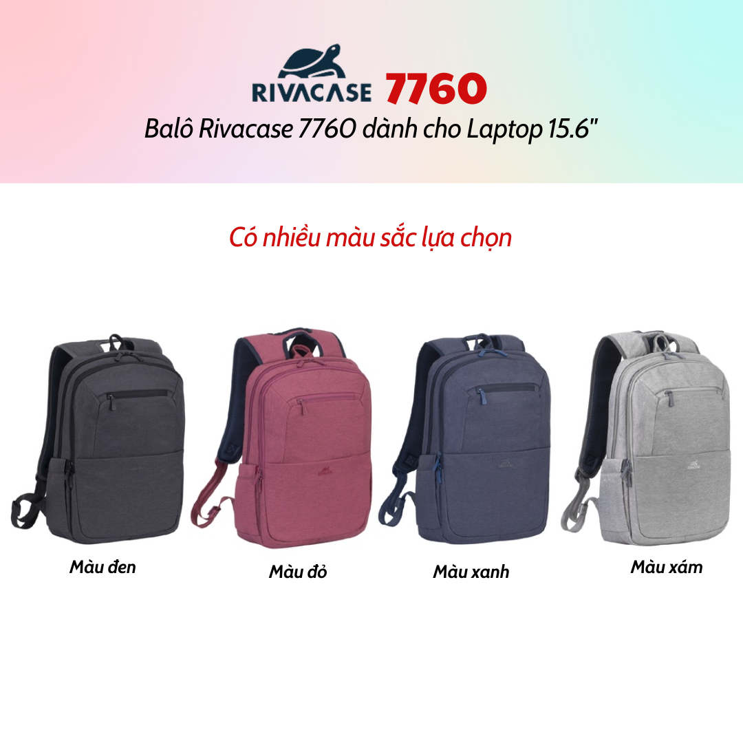 Balô Rivacase 7760 Để Vừa Laptop 15.6" - Bảo Hành 24 Tháng - Hàng Chính Hãng