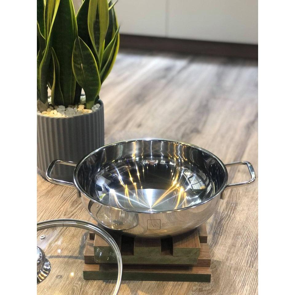 Nồi lẩu inox 3 Đáy vung kính
