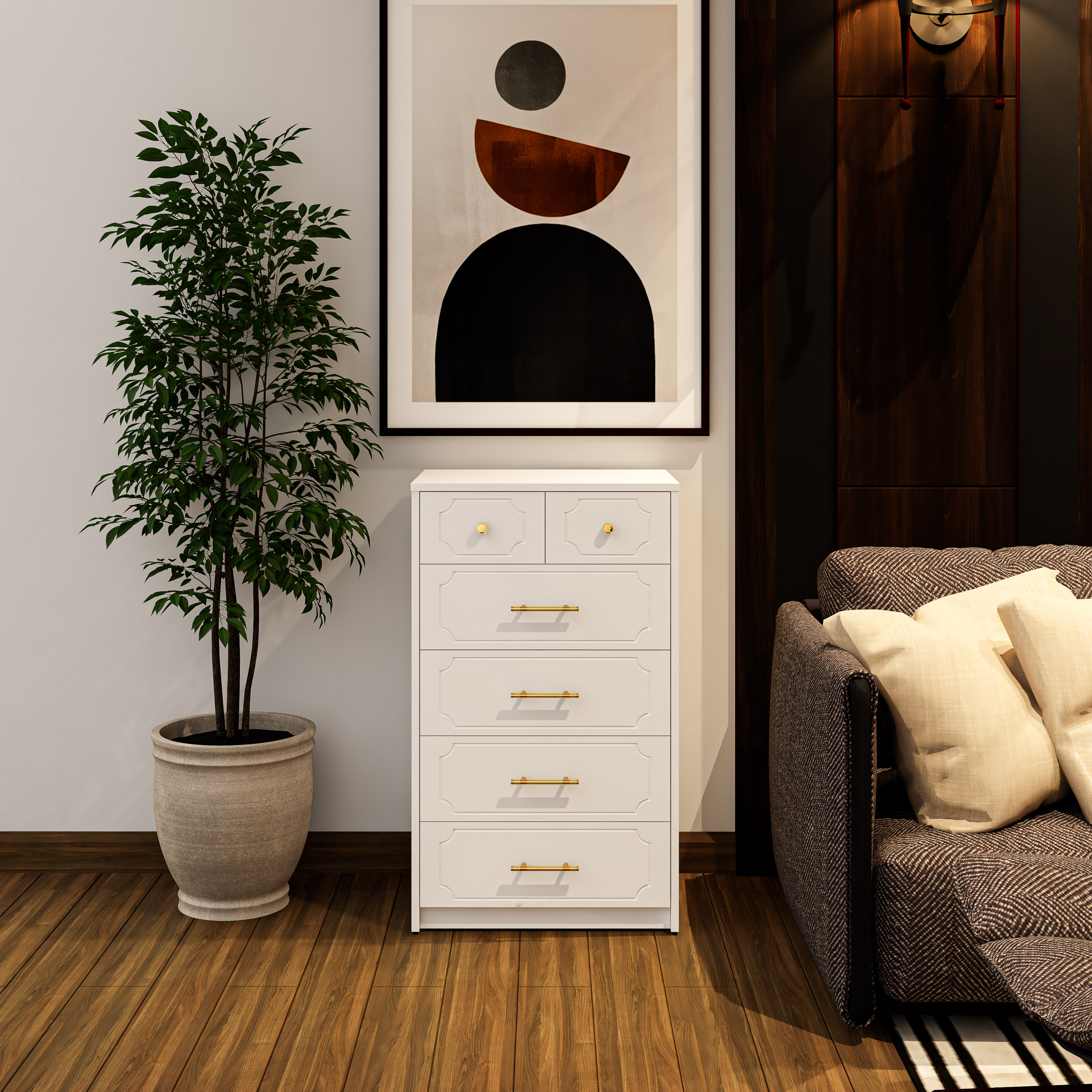 [Happy Home Furniture] NERIS, Tủ lưu trữ 6 ngăn kéo , 60cm x 45cm x 100cm ( DxRxC), THK_136