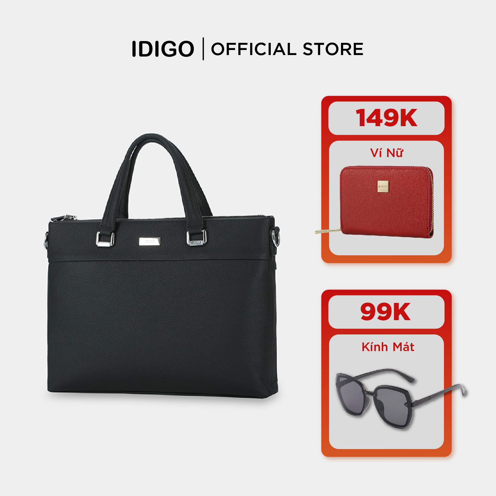 Túi xách da bò công sở đựng laptop 14inch, túi da đeo chéo nam nữ đựng tài liệu A4 IDIGO MB1 - 16000