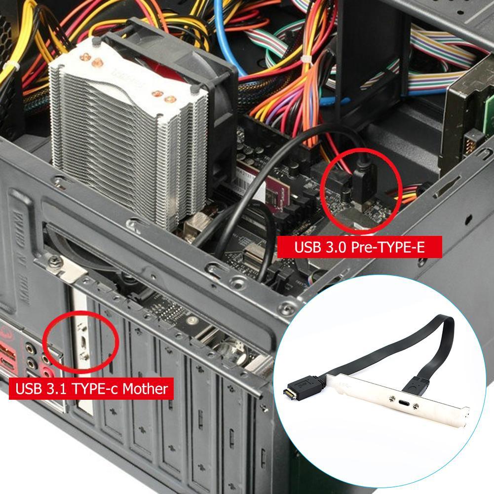 USB 3.1 Mặt Trước Đầu Loại E Nam Sang USB-C Loại C Cáp Mở Rộng 30Cm Bo Mạch Chủ Máy Tính dây Kết Nối Dòng Dây