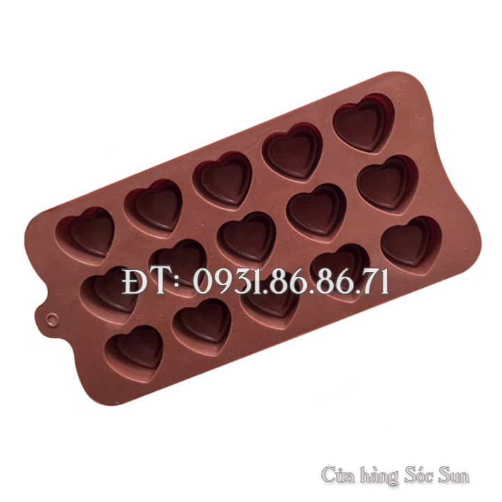 Khuôn silicon 15 trái tim kép – Mã số 1593