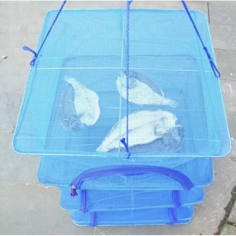 Xả hàng sale Lồng lưới phơi khô thực phẩm phơi cá chống côn trùng treo 4 tầng để phơi cá khô có thể xếp gọn.