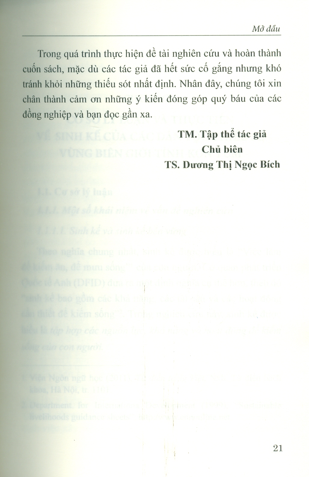 Sinh Kế Của Các Dân Tộc Thiểu Số Vùng Biên Giới Tỉnh Kom Tum (Sách chuyên khảo) - TS. Dương Thị Ngọc Bích chủ biên