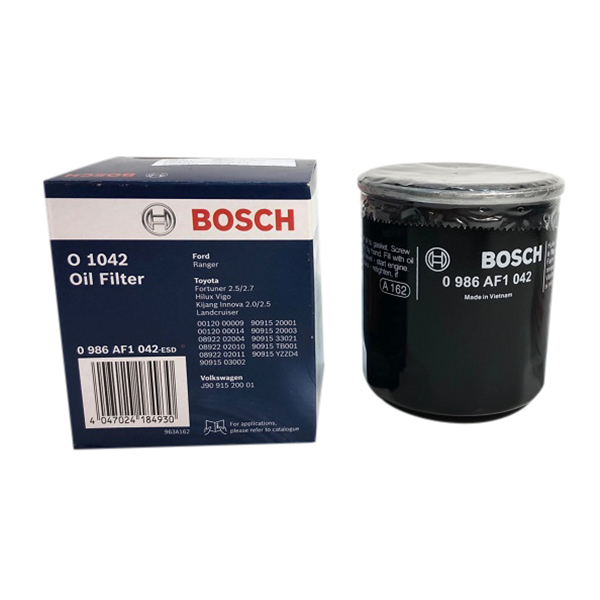 Lọc nhớt Bosch O1042 cho xe TOYOTA-Innova, Camry3.0V, Land Cruiser, Fortuner, SUZ-Grand Vitara, Swift, MAZDA 3, Ford Ranger.. Hibushop