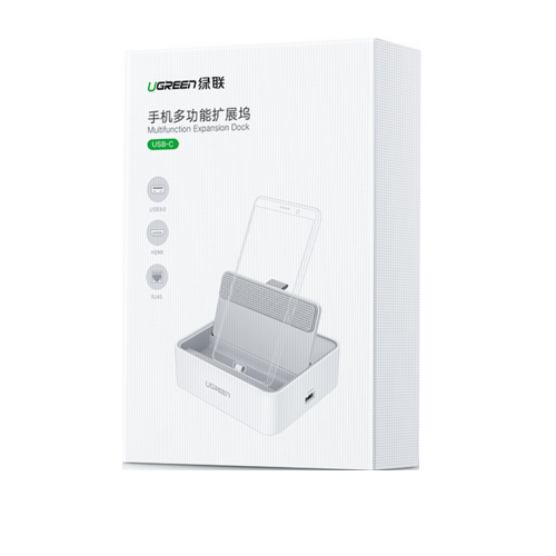 Ugreen UG50597CM194TK Màu Trắng Đế Chuyển Đổi USB TYPE C Sang 3 USB 3.0 + HDMI + Lan + cổng nguồn TYPE C - HÀNG CHÍNH HÃNG