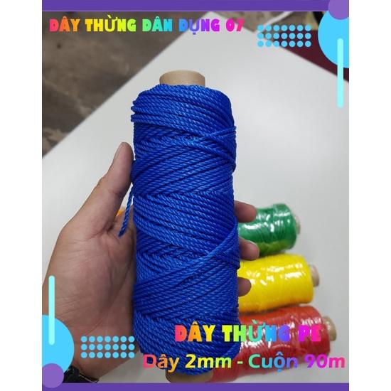 Dây thừng trang trí PE, HDPE 2mm nhiều màu . trang trí nhà cửa, làm đồ handmade, vòng đeo tay