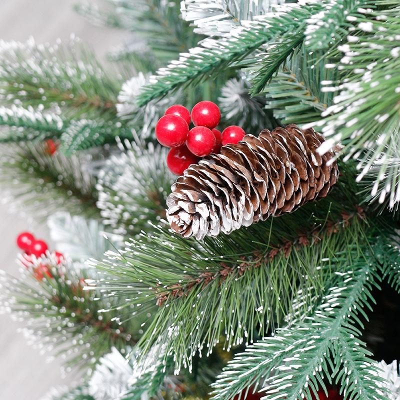 Cây thông noel phủ tuyết 2,1m gắn trái đỏ và quả thông khô PE