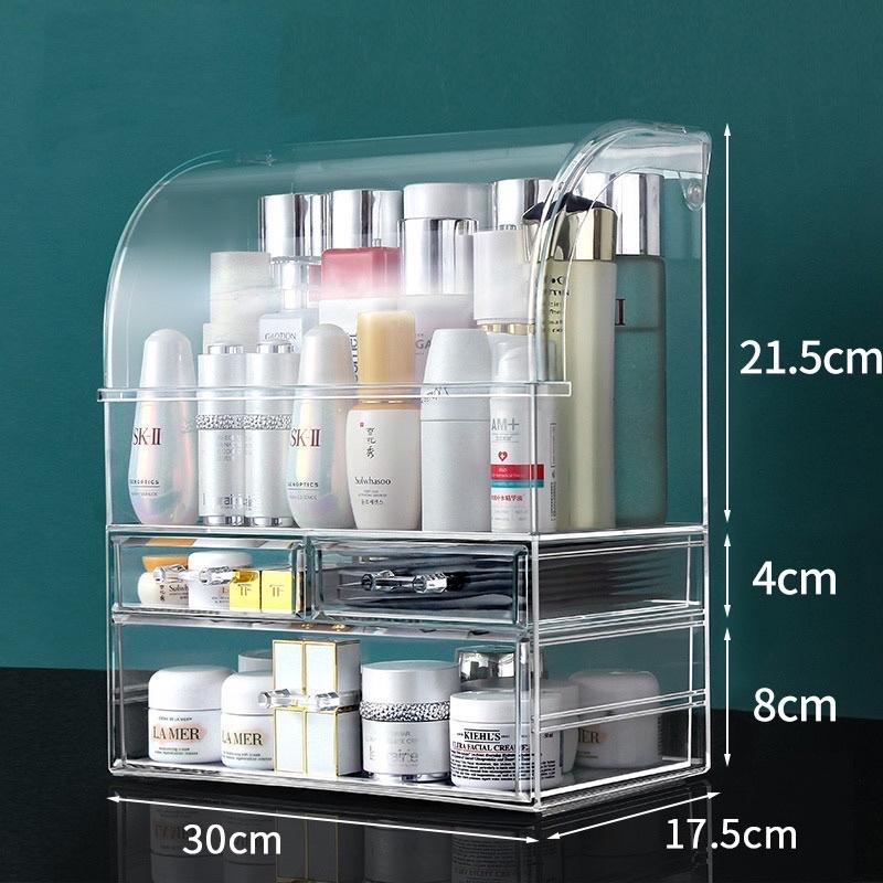Hộp đựng mỹ phẩm trong suốt có nắp chống bụi size lớn