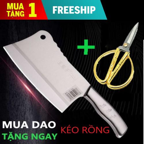 DAO CHẶT XƯƠNG INOX SIÊU BÉN TẶNG NGAY 1 KÉO VÀNG RỒNG - ĐƯỢC XEM HÀNG - DAO KÉO