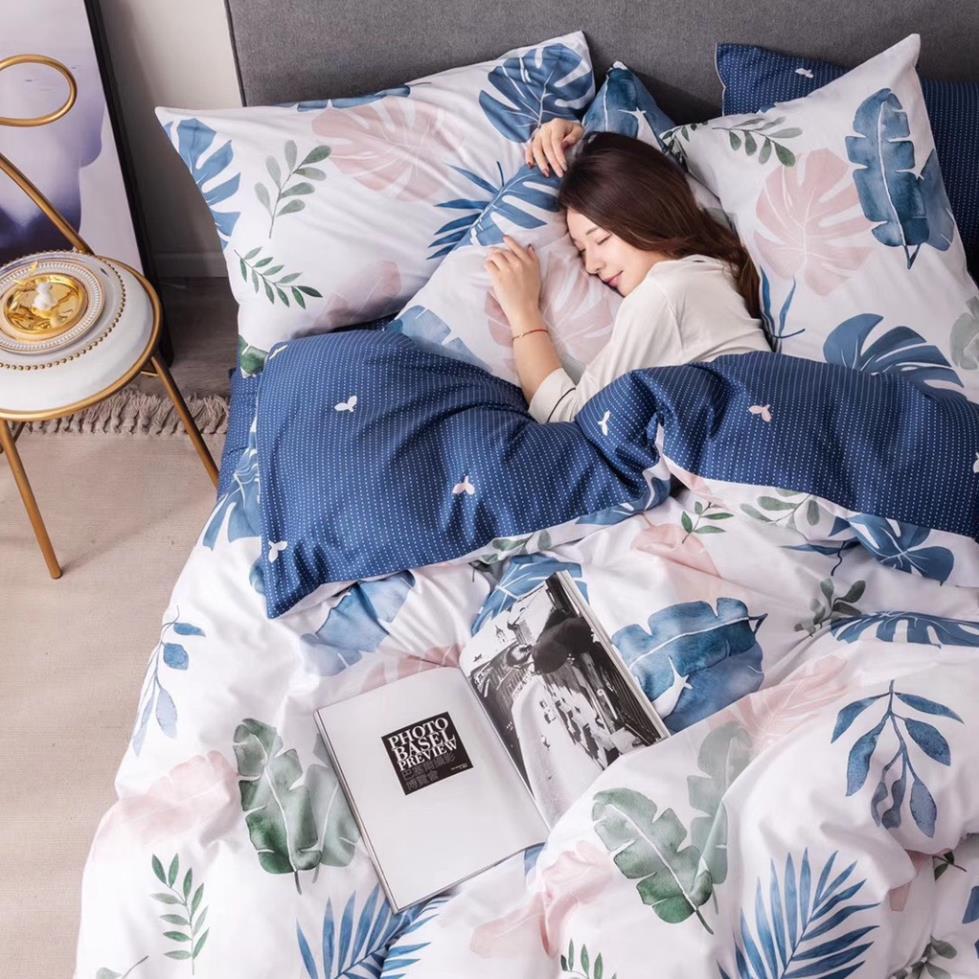 Bộ chăn ga gối cotton living mềm mại mát mịn bo chun miễn phí nhiều mẫu mã