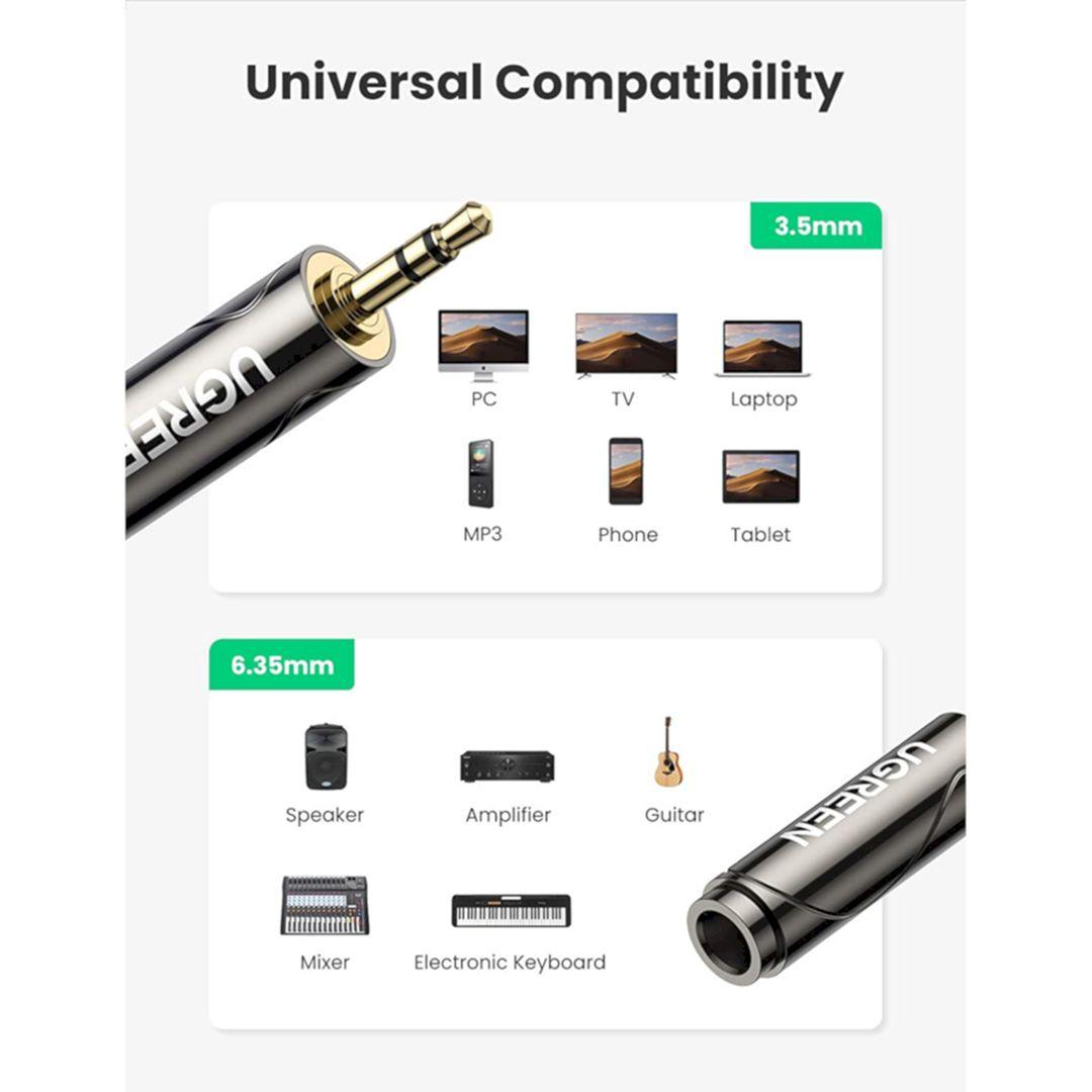 Ugreen 80731 Mono Đầu đổi âm thanh 6.35mm dương sang RCA Mono âm Ugreen AV169 - Hàng Chính Hãng