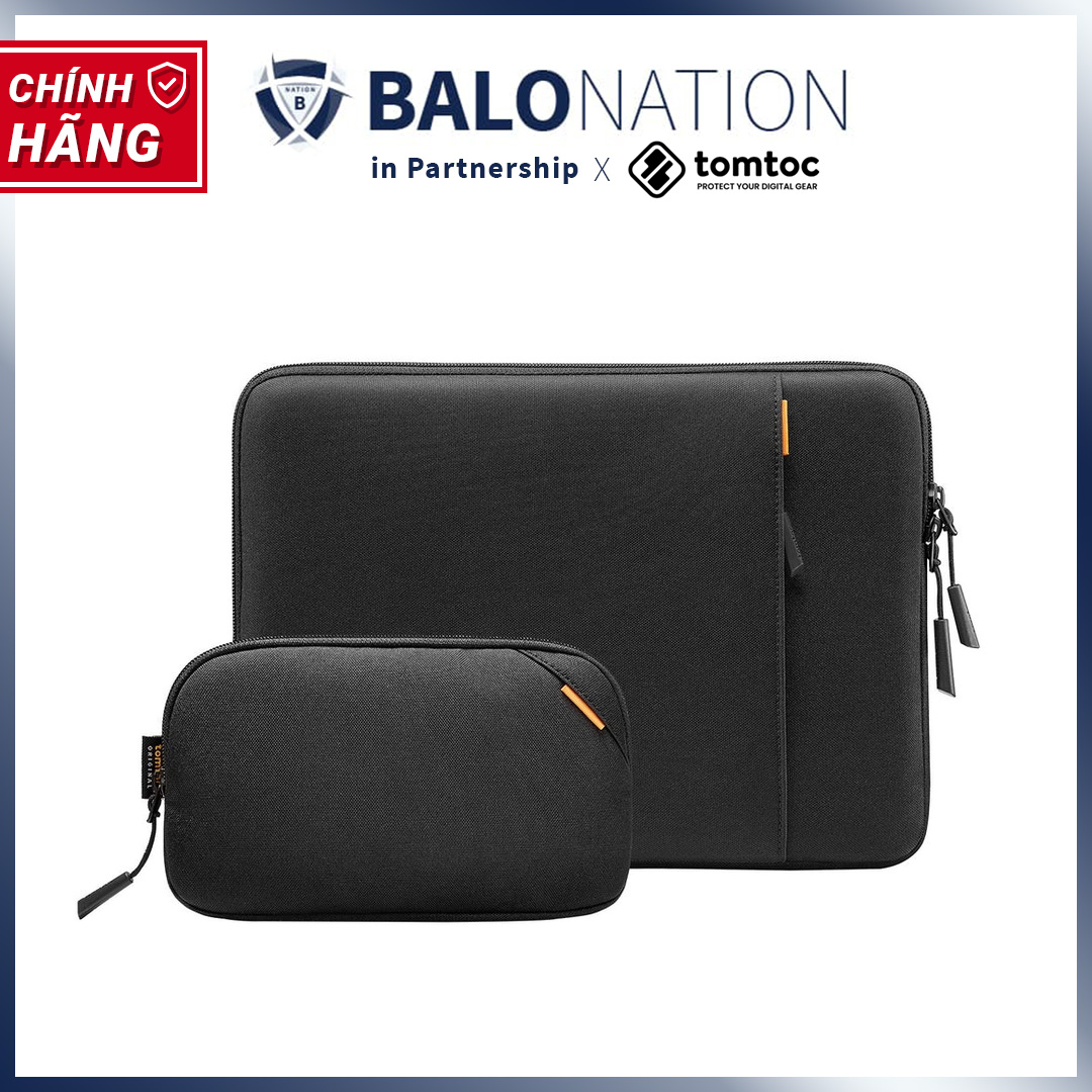 Túi Chống Sốc Laptop TOMTOC A13-C12 Sleeve Kit Dành Cho Macbook 13 inch 360 Protective Kèm Túi Phụ Kiện - Hàng Chính Hãng