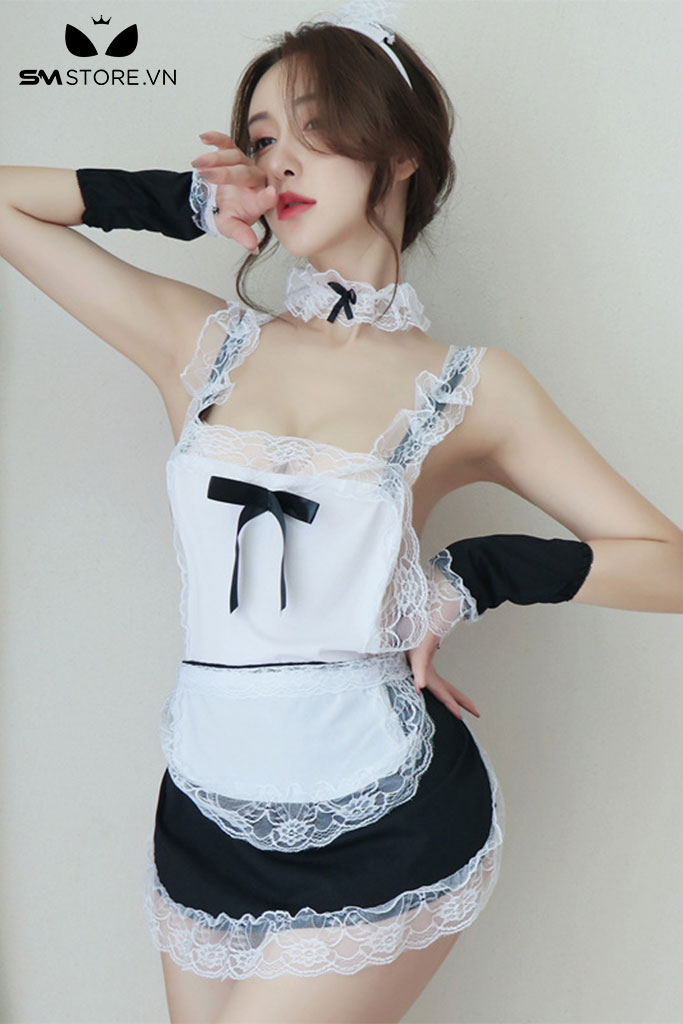 Cosplay sơ với áo bodysuit viền ren hở trước quyến rũ - SMS479