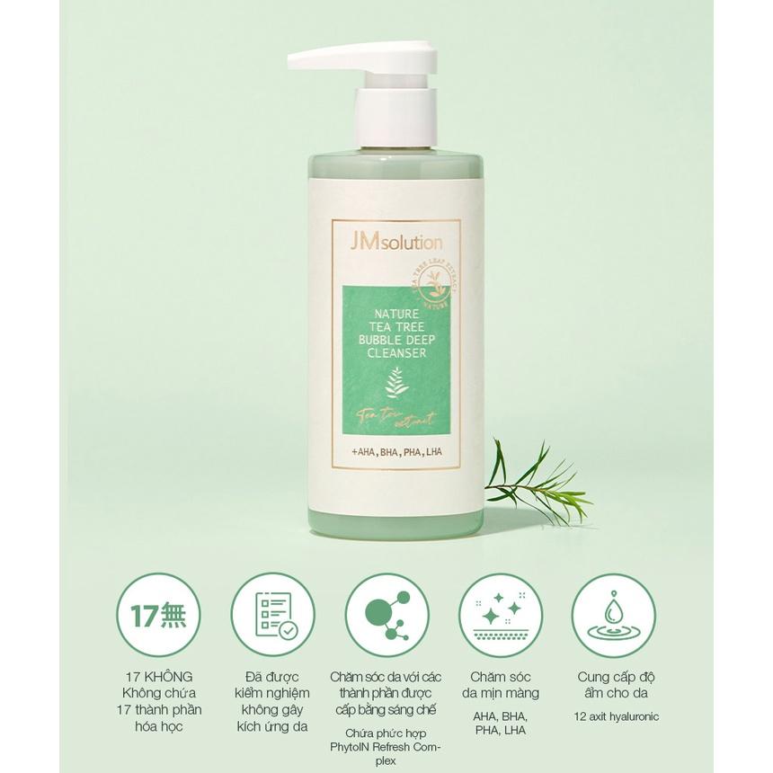 Tẩy Trang Dạng Bọt Cho Da Mụn JMsolution Nature Tea Tree Bubble Deep Cleanser 300ml