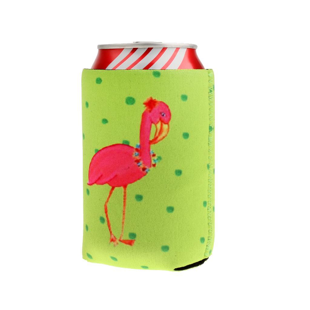 1 Pair of Flamingo Stubby Beer Bottle Tin Can Cooler Sleeve Wedding Favors