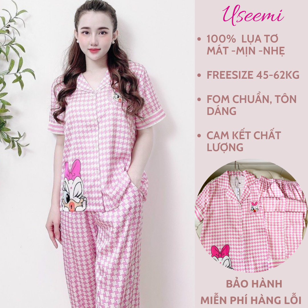 Đồ Bộ Lụa/Satin Pijama Quần Dài Mặc Ở Nhà Nữ - Bộ Ngủ Nữ Tiểu Thư Cộc Tay Mặc Mùa Hè, Thu Đông, Nhiều Mẫu Dễ Thương