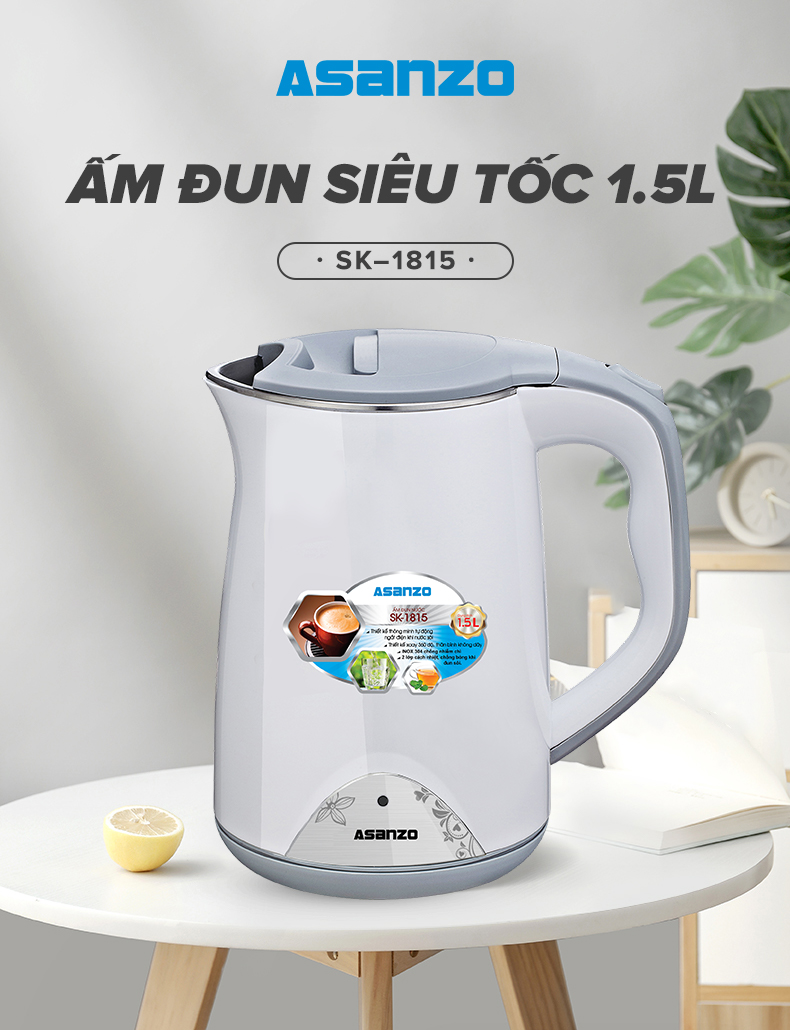 Bình Đun Siêu Tốc 1.5L SK-1815 Cồng Suất 1500W - Hàng Chính Hãng