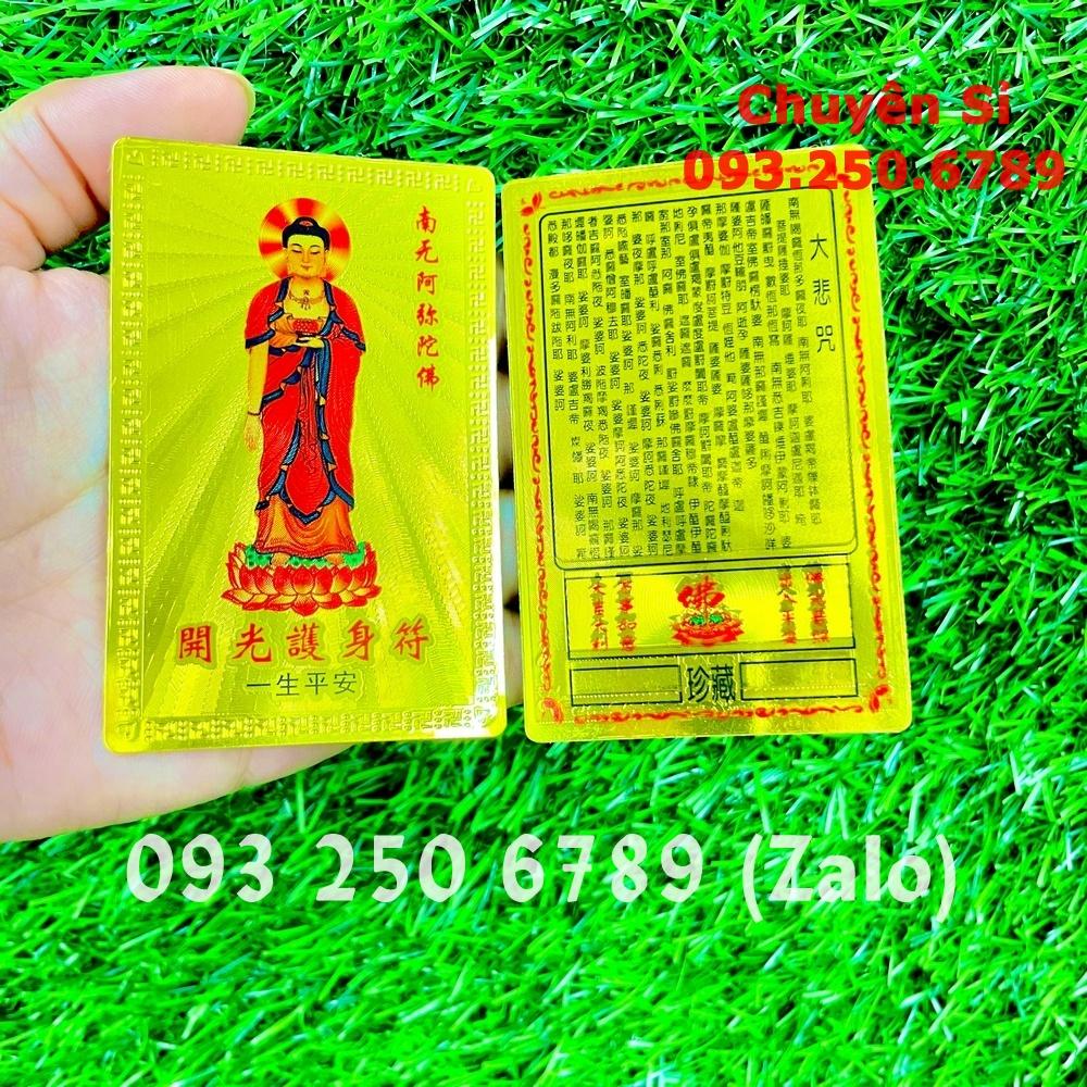 Thẻ Kim Bài Phật Thích Ca Plastic Vàng cầu bình An - Đã Khai Quang