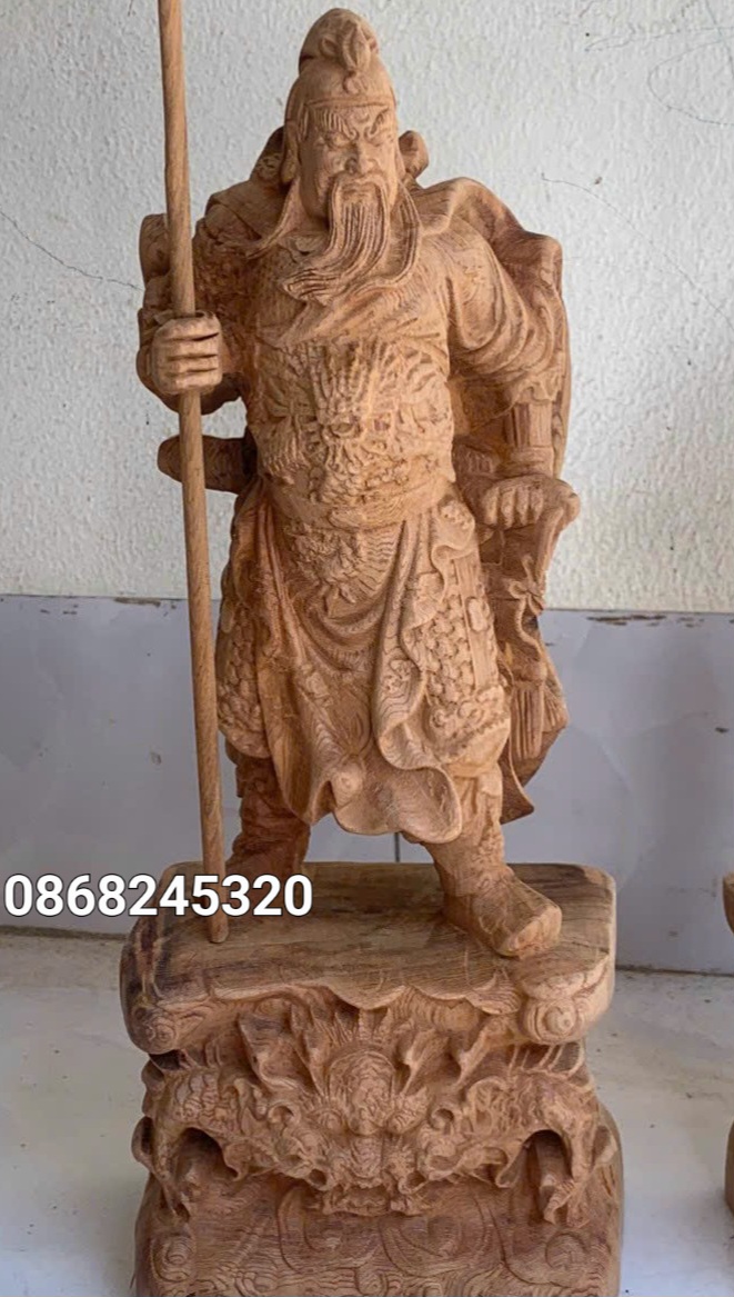 Tượng quan công trấn ải bằng gỗ ngọc am thơm nức kt cao 30×11×9cm