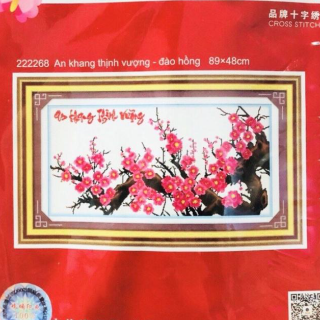 Tranh thêu chữ thập cành đào 222268