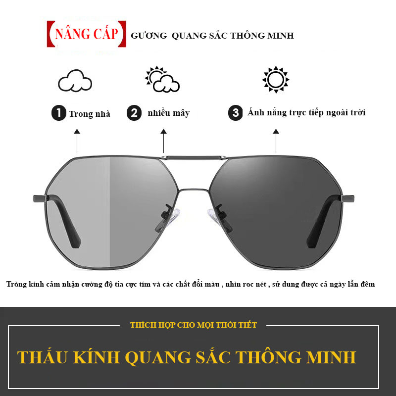 Kính mát nam cRNAIRA- Kính đổi màu Mt19 cảm quang đổi màu kính râm phân cực 5061 ngày và đêm, kính râm nam lái xe
