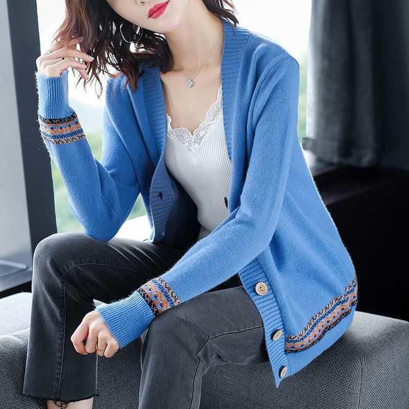 Áo len nữ- áo khoác len cardigan nữ mùa thu đông họa tiết thổ cẩm