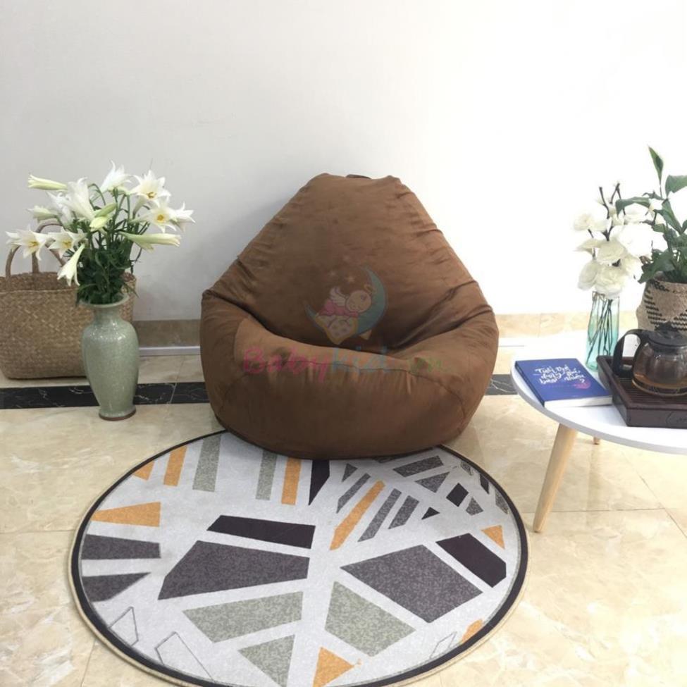 Ghế xốp dáng lê, size M, da lộn nâu đậm, có xốp