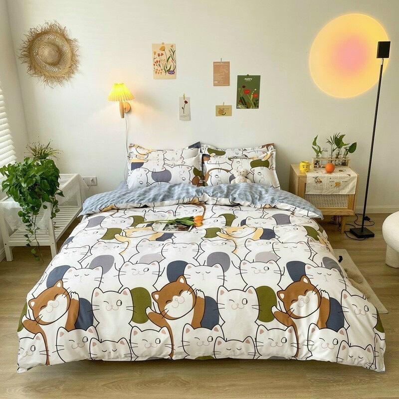 Bộ chăn ga gối cotton poly nhập khẩu - chăn mền, drap giường, vỏ gối - ga giường đủ size