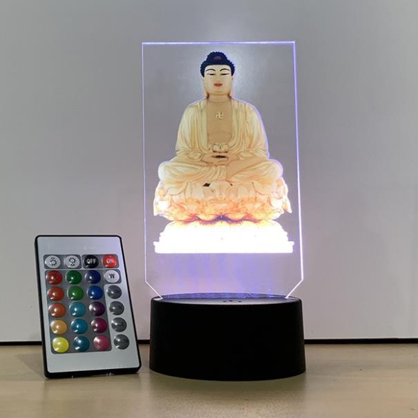 Đèn Led 3D in UV hình Phật Adida tọa đài sen Led-01
