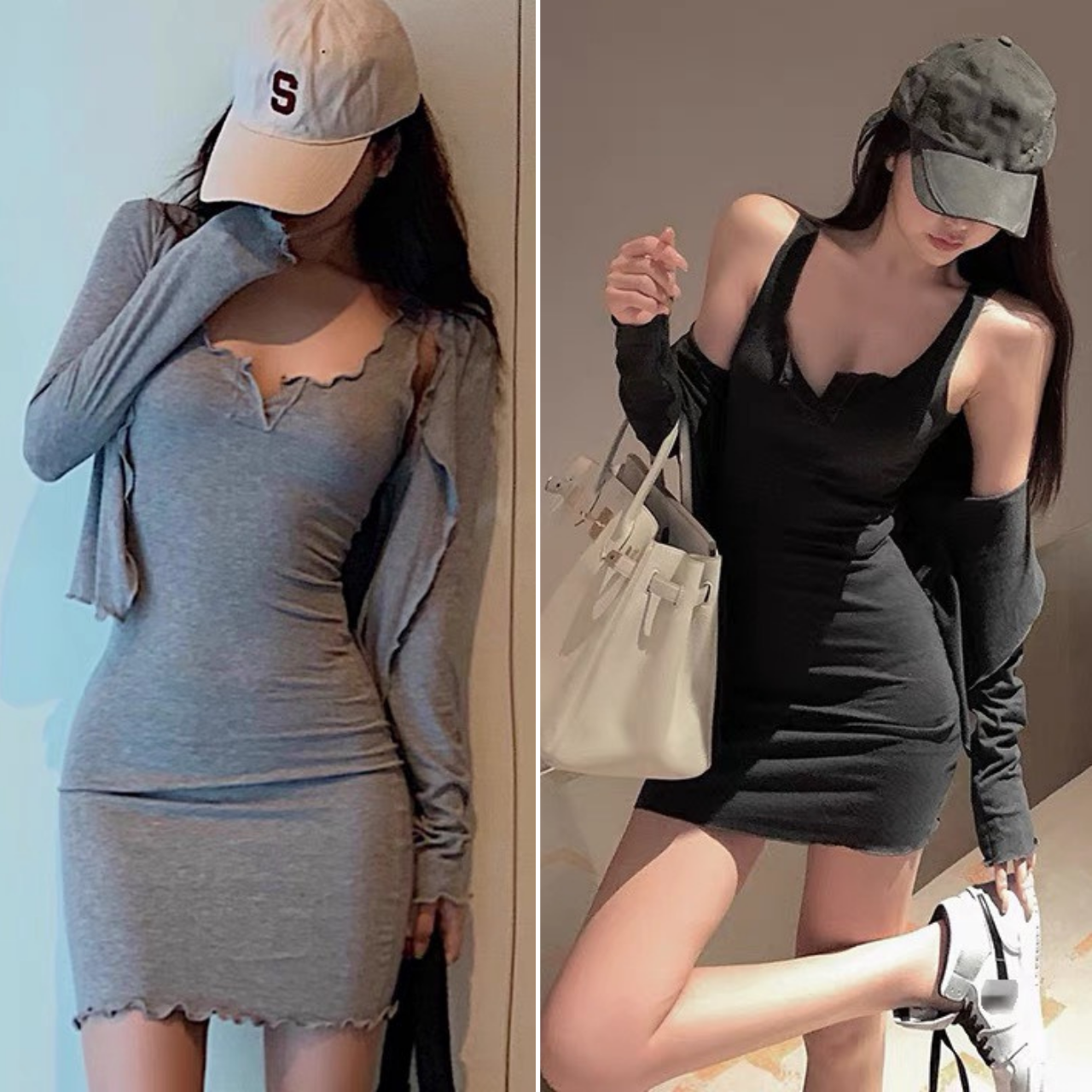 Set váy body kèm áo choàng tay dài siêu quyến rũ Hana Store