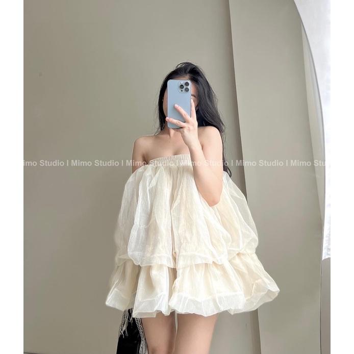 Áo babydoll voan phồng 2 tầng-2085