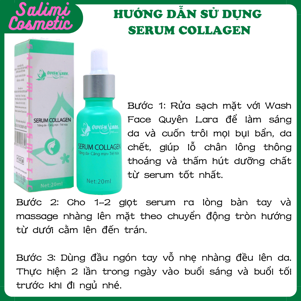 Tinh Chất Dưỡng Da SERUM COLLAGEN Quyên Lara - Trẻ Hoá Làn Da, Cung Cấp Dưỡng Ẩm Chuyên Sâu, Ngăn Ngừa Lão Hóa Da | Dung Tích 20ml - HÀNG CHÍNH HÃNG