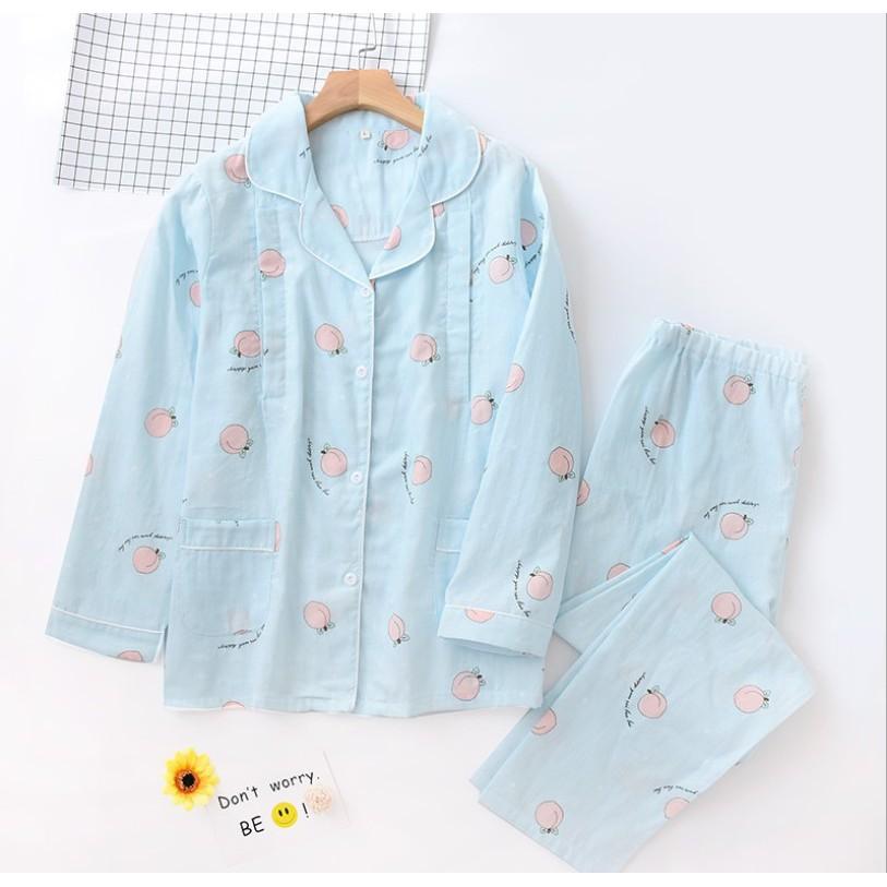 Pijama bầu và sau sinh dài tay Azuno AZ1407 Chất Liệu Xô Nhật Dành Cho Mùa Hè