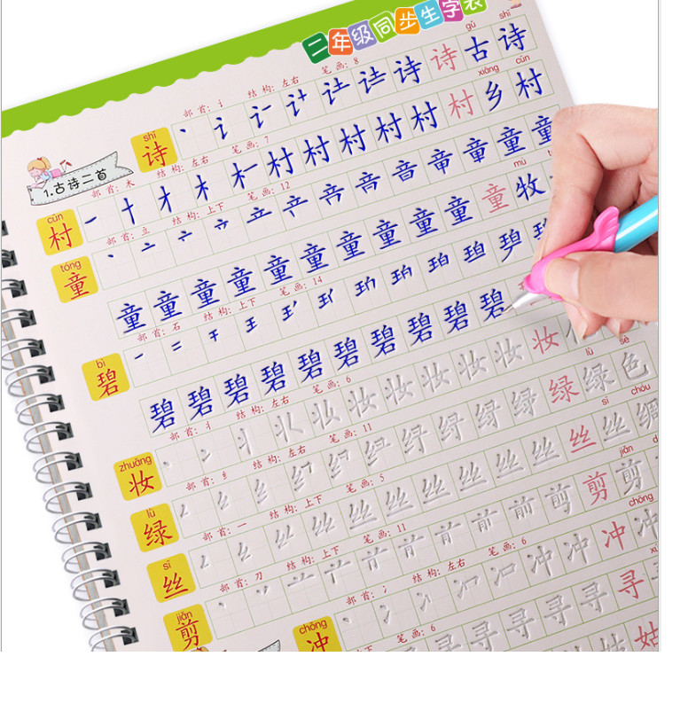 Bộ 2 Vở Tập viết chữ hán có huớng dẫn từng nét theo quy tắc bút thuận, luyện viết tiếng trung từ đầu - Luyện chữ hán đẹp, luyện nhớ chữ hán + tặng bút và 20 ngòi+DVD