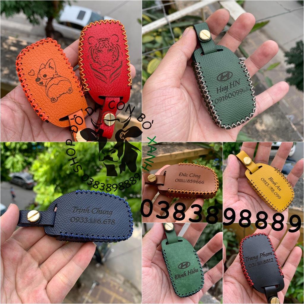 Bao da dành cho chìa khoá Hyundai i10, i20 active, Creta handmade da thật 008