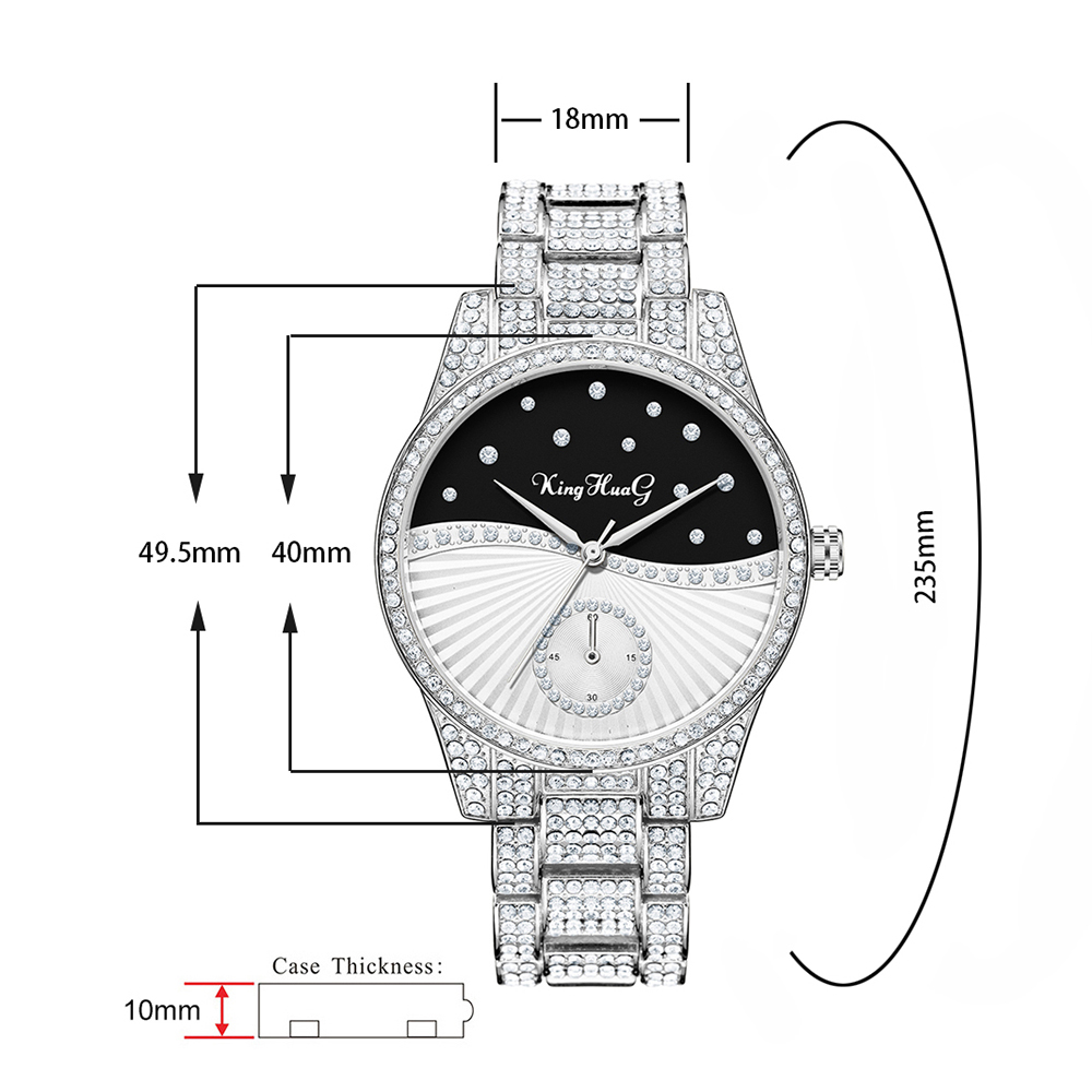 Đồng hồ Quartz kim cương thời trang case hợp kim chống nước cho nữ