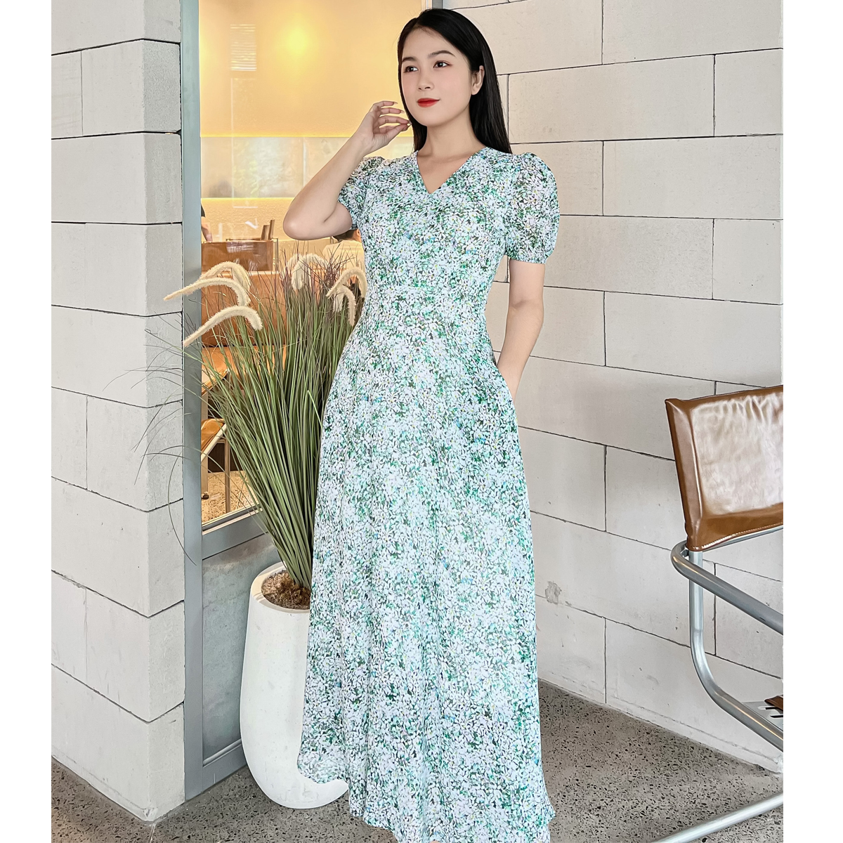 Hình ảnh [HCM]Đầm maxi hoa nhí Vol hàn dễ thương D093 - Lady Fashion - Khánh Linh Style