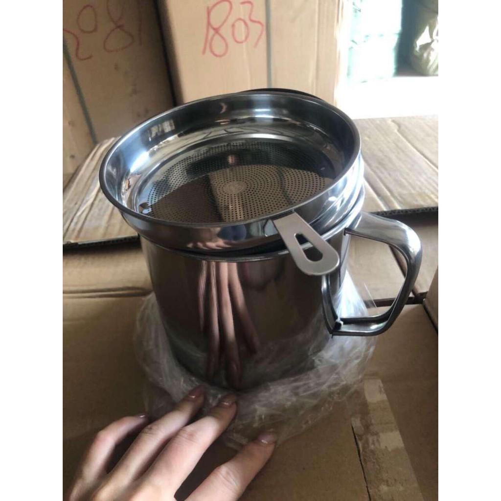 Ca lọc dầu inox 304 Bằng Thép Không Gỉ - Bình đựng dầu bằng thép không gỉ 304 kèm lưới lọc 1.3 Lít
