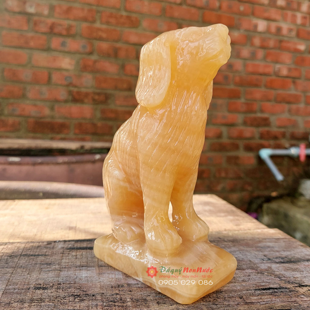 Tượng chó 12 con giáp phong thủy đá ngọc hoàng long 12cm - đá Non Nước
