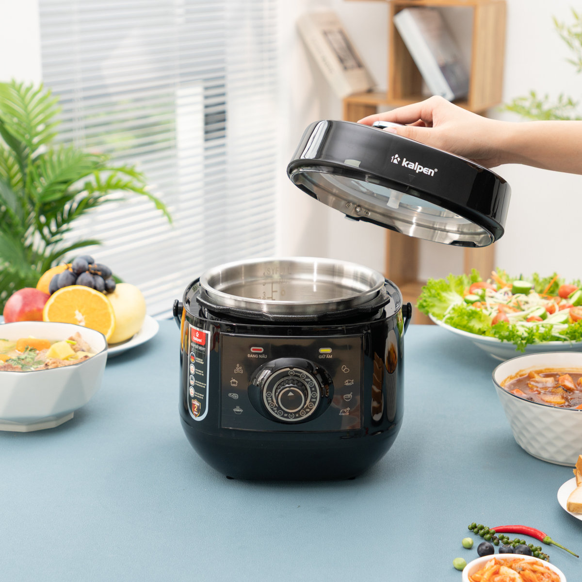 Nồi áp suất điện lòng nồi Inox 304 Kalpen P7 dung tích 3L công suất 700W bảo hành 2 năm - Hàng chính hãng