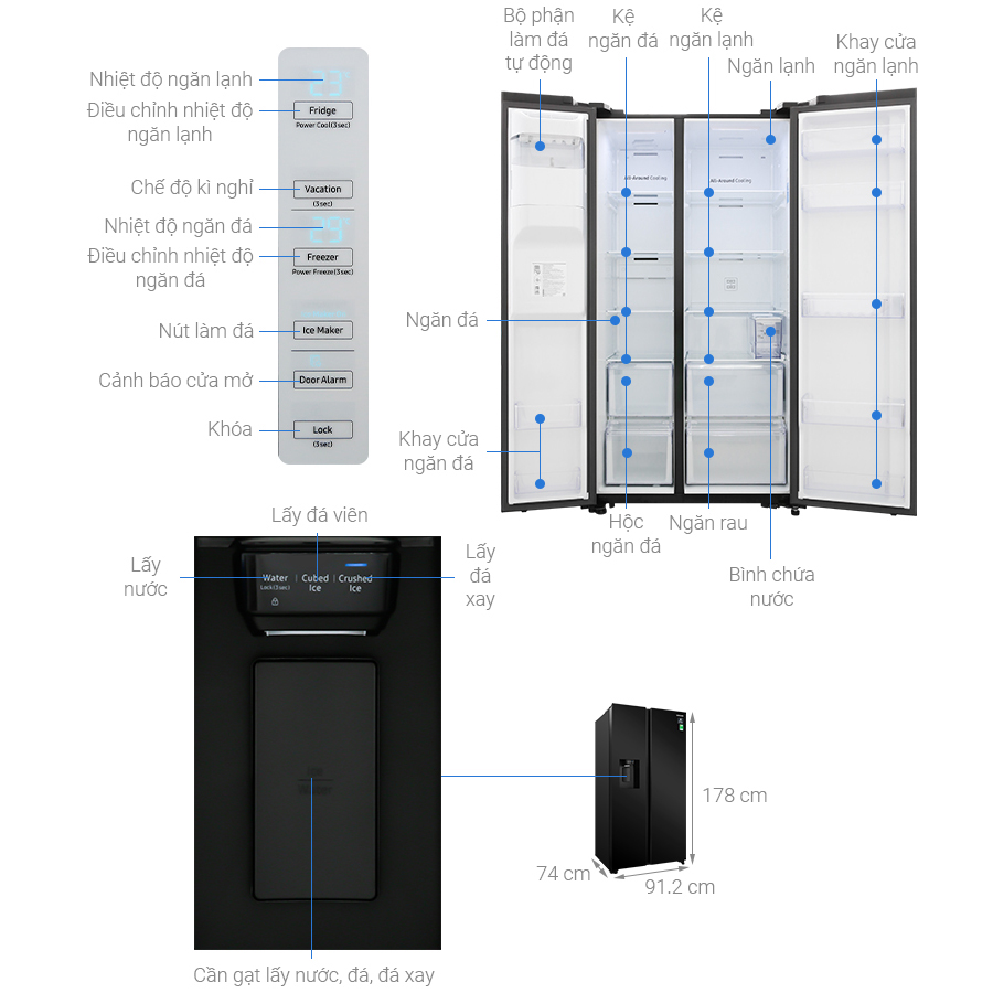 Tủ lạnh Samsung Inverter 617 lít RS64R53012C/SV - Chỉ giao tại HN